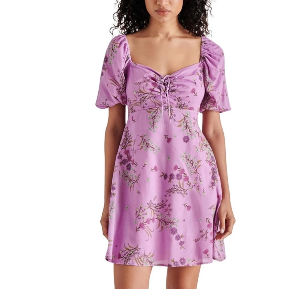 Steve Madden Purple and Pink Ruffled Tiered Mini Dress